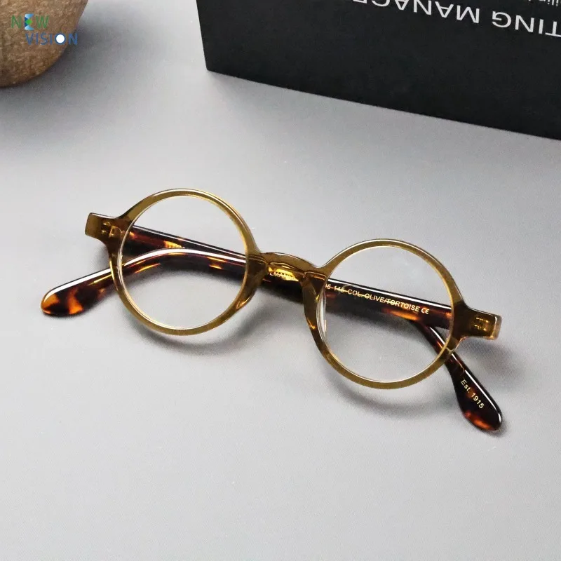 

56002 Acetate Glasses Frame Men Retro Optical Round Eyeglass New Women Myopia Reading Anti Blue Light Computer Office Eyeglasses