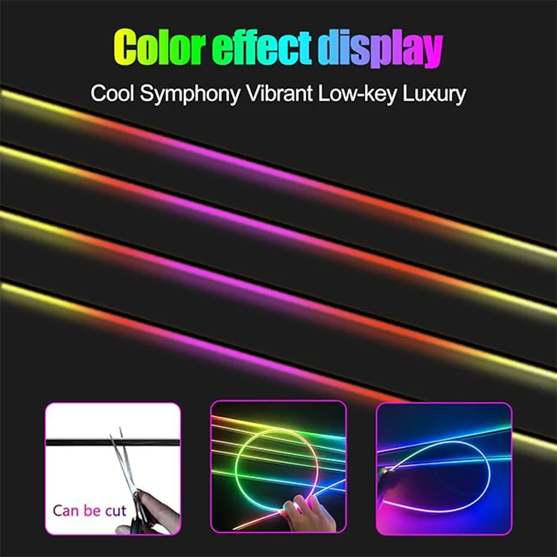 18 In 1 Neon Car Interior Led Lights Acrylic Guide Fiber Back Car Ambient Lights RBG 64 Colors Decoration Atmosphere Lamp