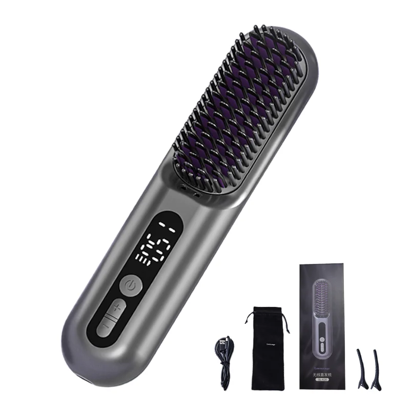Dual 4800mAh Battery Cordless Hair Straightener Comb USB Type-C Charging Portable Wireless Flat Iron Negative Household Hotel