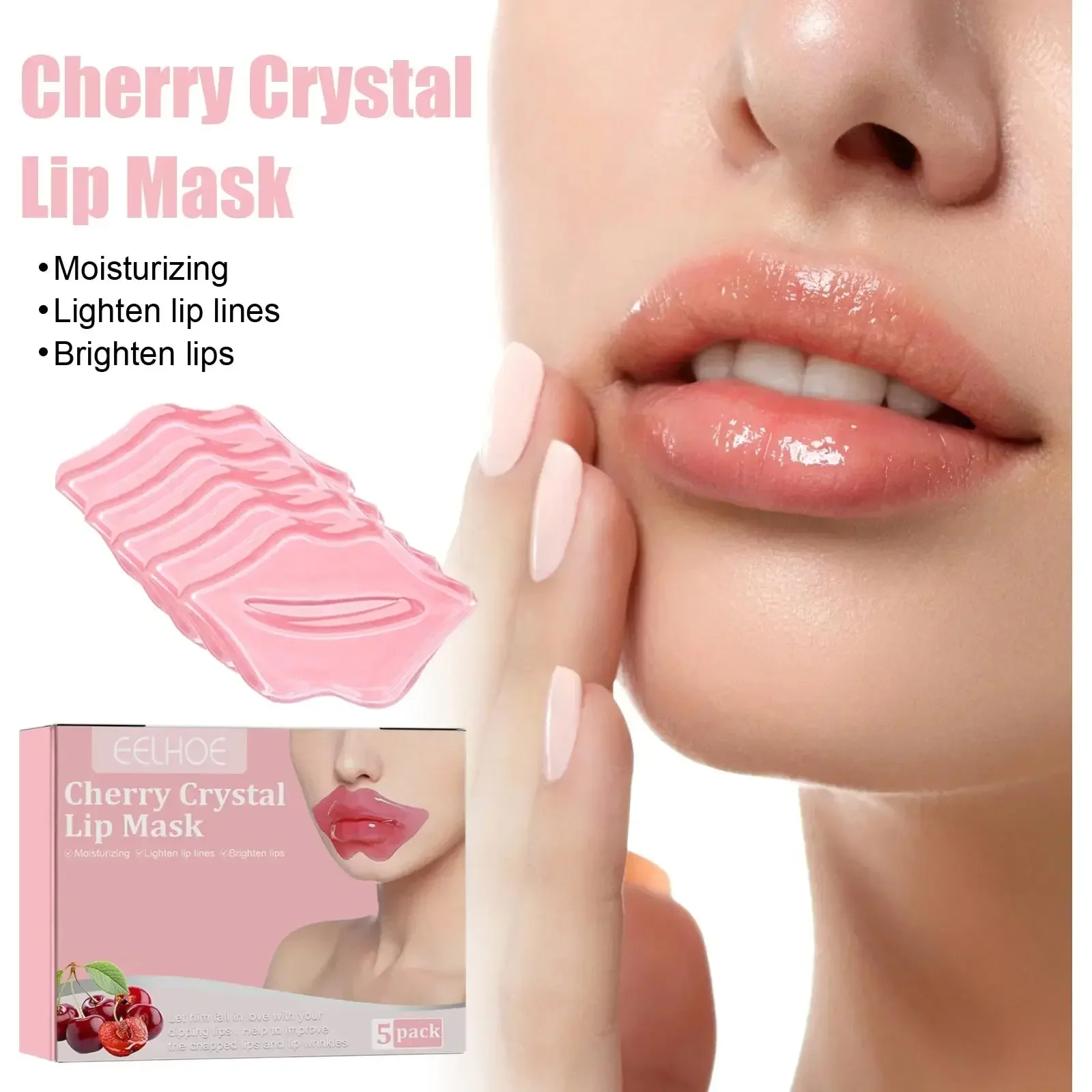 

5pcs Cherry Crystal Lip Mask Moisturizing Anti Wrinkle Nourishing Lip Patches Fade Lip Liners Remove Dead Skin Beauty Lips Care