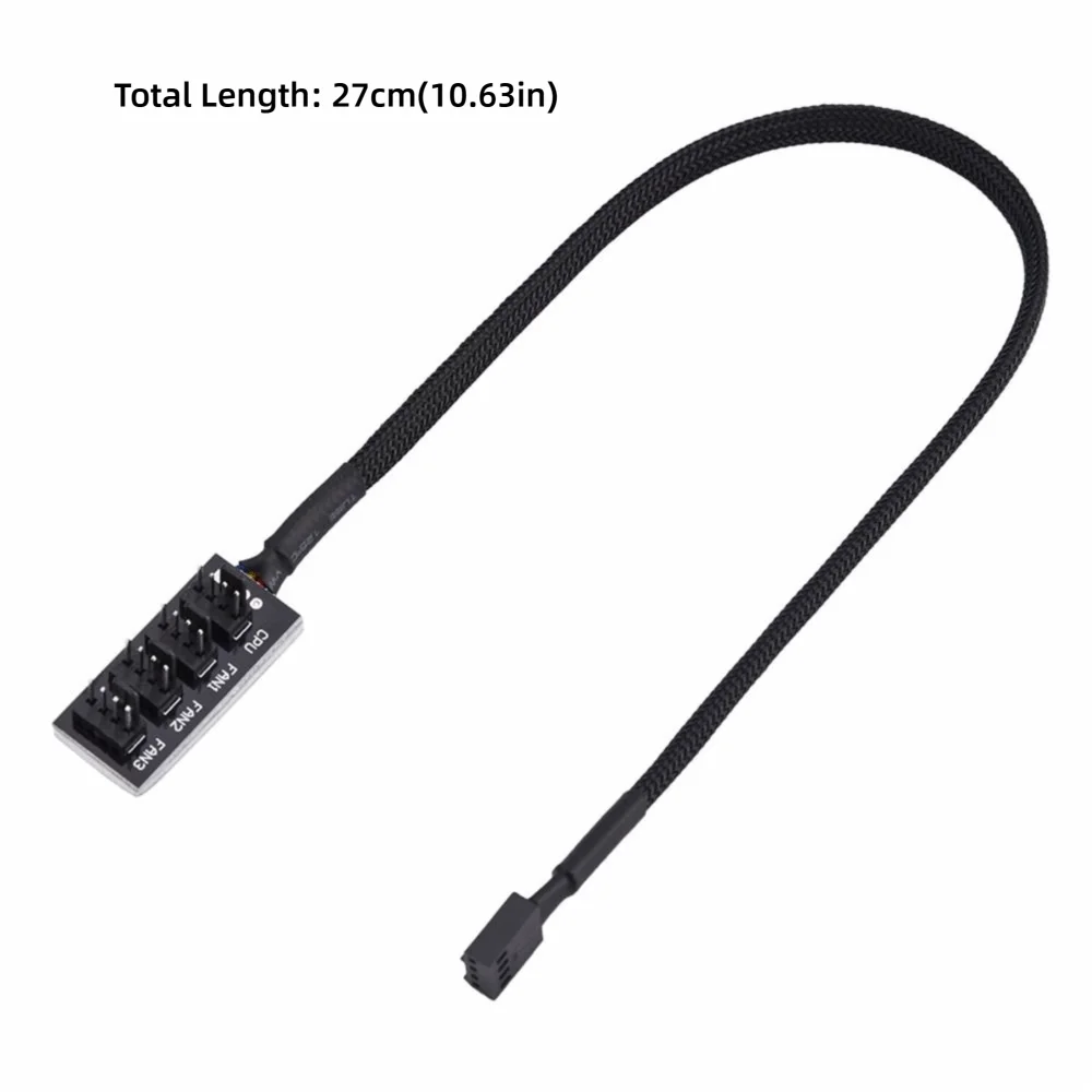 High Speed 4-Pin Connector PWM Fan Hub Black Durable Fan Splitter Cable Fan Extension Cord PC Case Internal