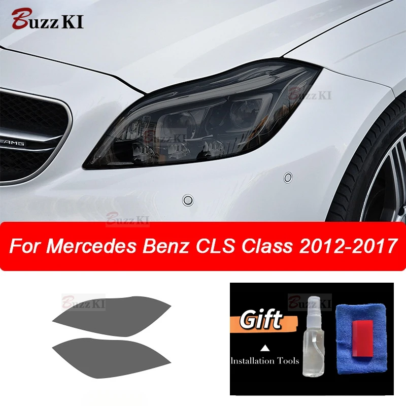 For Mercedes Benz CLS Class W218 C218 C257 CLS350 AMG Accessories Car Headlight Protective Film Transparent Black TPU Sticker