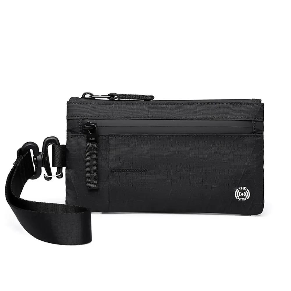 حامل جواز السفر RFID حجب الرمز البريدي مخلب مع معصمه سليم مع سحاب الرجال محافظ 3 فتحات خارجية حافظة بطاقة المفاتيح السفر