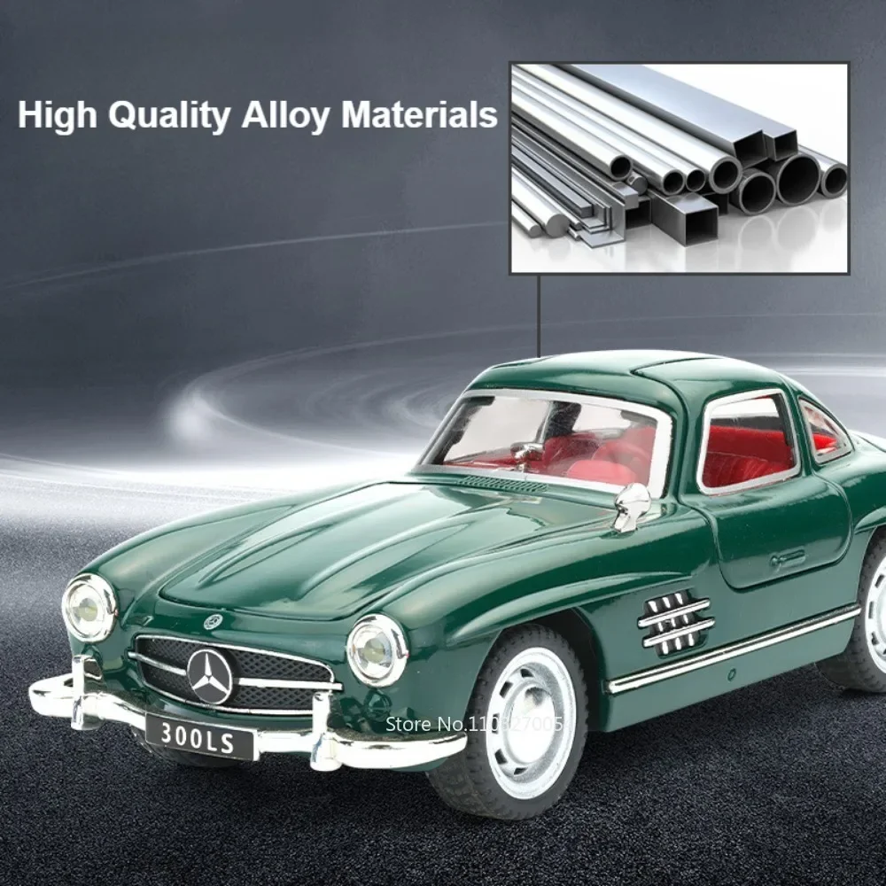 Voitures en alliage moulé sous pression 1:32 300SL GT63, modèles de jouets, 4 portes ouvertes, son et lumière, véhicules classiques en métal, jouets pour enfants, cadeaux