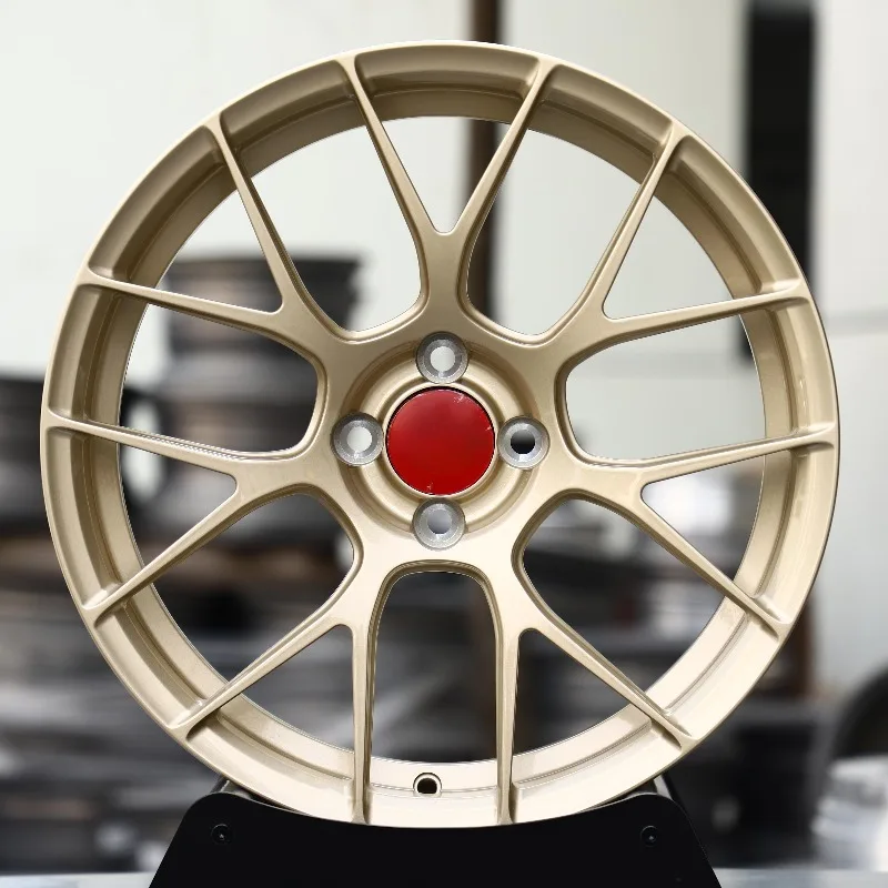 17-19 Inch Bright Gold JDM Style Forged Wheels Multi PCD 4x100 4x108 Concave Alloy Rims for Compact Passenger Car Refitting