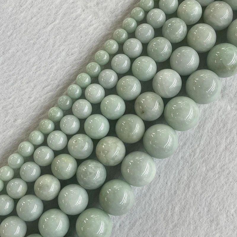 Natural Burma jade 6-12mm Round Shape Stone Loose Bead Jewelry DIY Bracelet Necklace Stone Beads for Jewelry Making