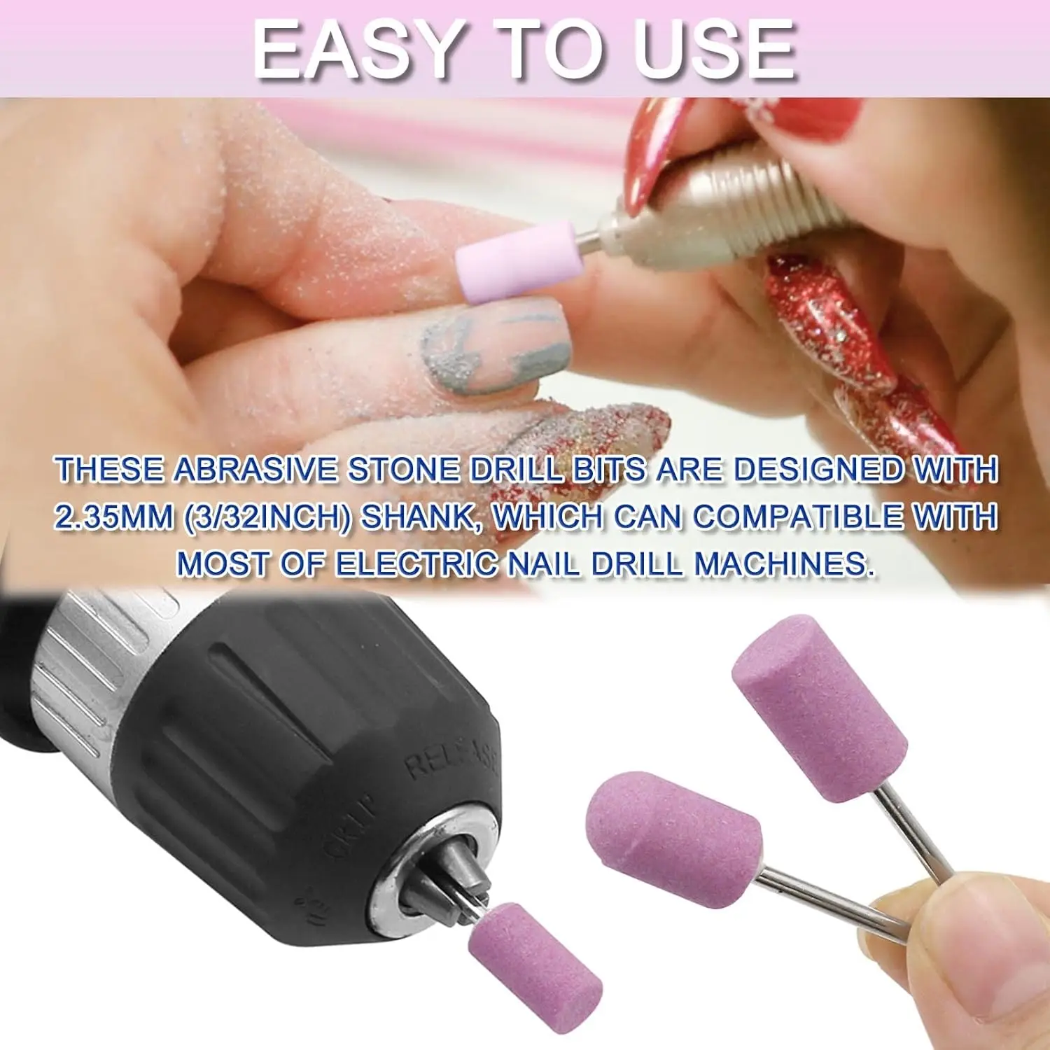 YIKOOLIN 12/30pcs Snijders Voor Manicure Machine Quartz Scrub Steen Wol Nail Boor Rotary Burr Slijpmolen Pedicure kit