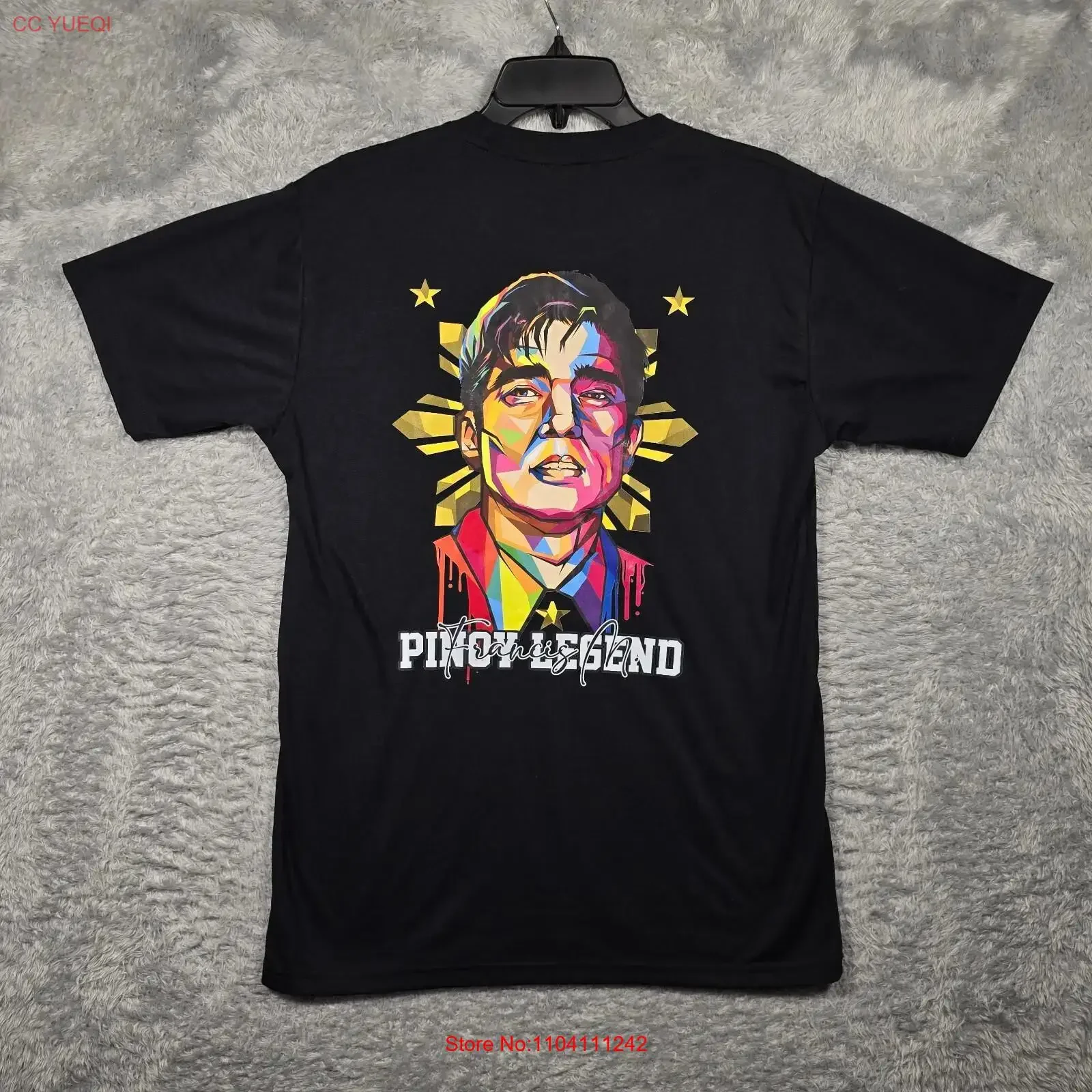 Pinoy Legend T Shirt Large Black Portrait Filipino Philippine Flag Sun vintage Washed designer clothes homme Unisex fashion