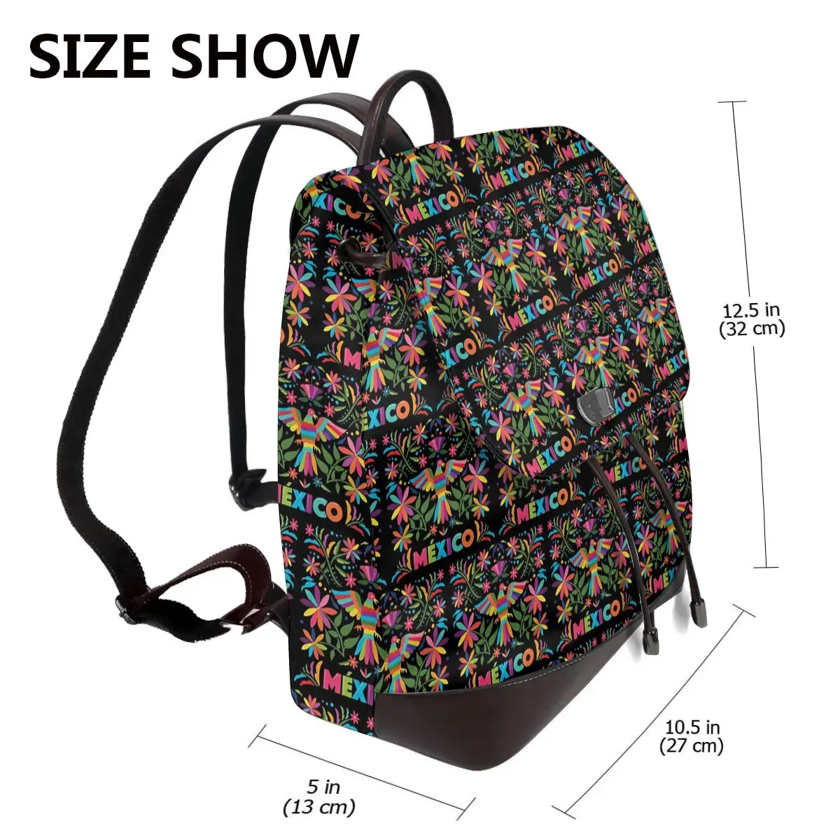 Colorful Mexican Traditional Pattern 1 Bookbag School Student Bags Hiking Travel Daypack for Women Fashion Derma Backpack