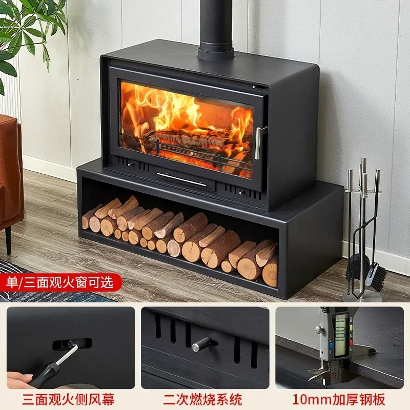 Real Fire Fireplace Rural Heating Wood Burning Household Heating Fireplace Embedded Wood Burning Fireplace Full Set