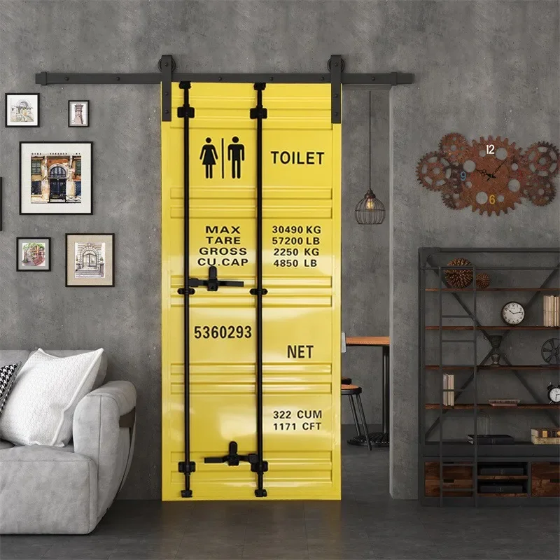 for Container Door Toilet Door Creative Industrial Wind Track Bar Barn Internet Cafe Sliding Iron Door