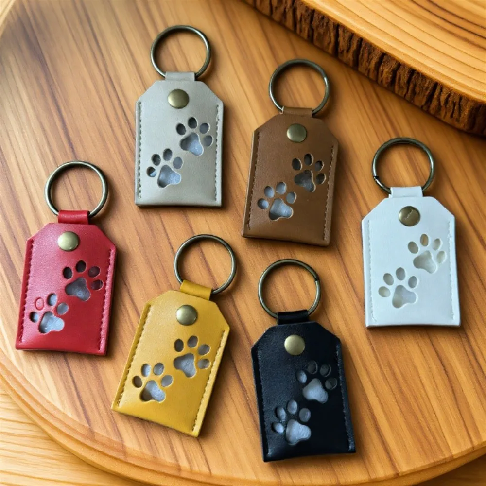 Cat Dog Claw Pet Hair Storage Bag Keyring Puppy Pet Hair Keychain DIY Handmade PU Leather Dogs Paw Pendant Pet Lovers