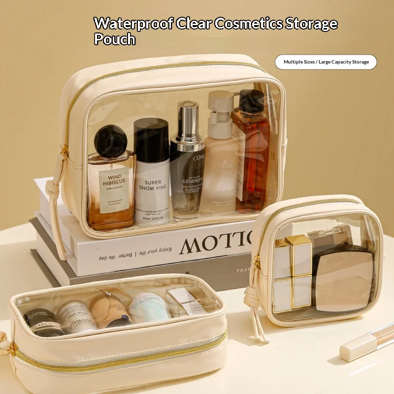 

Multifunctional business trip cosmetics and miscellaneous storage bag, portable transparent waterproof hand-held cosmetic bag