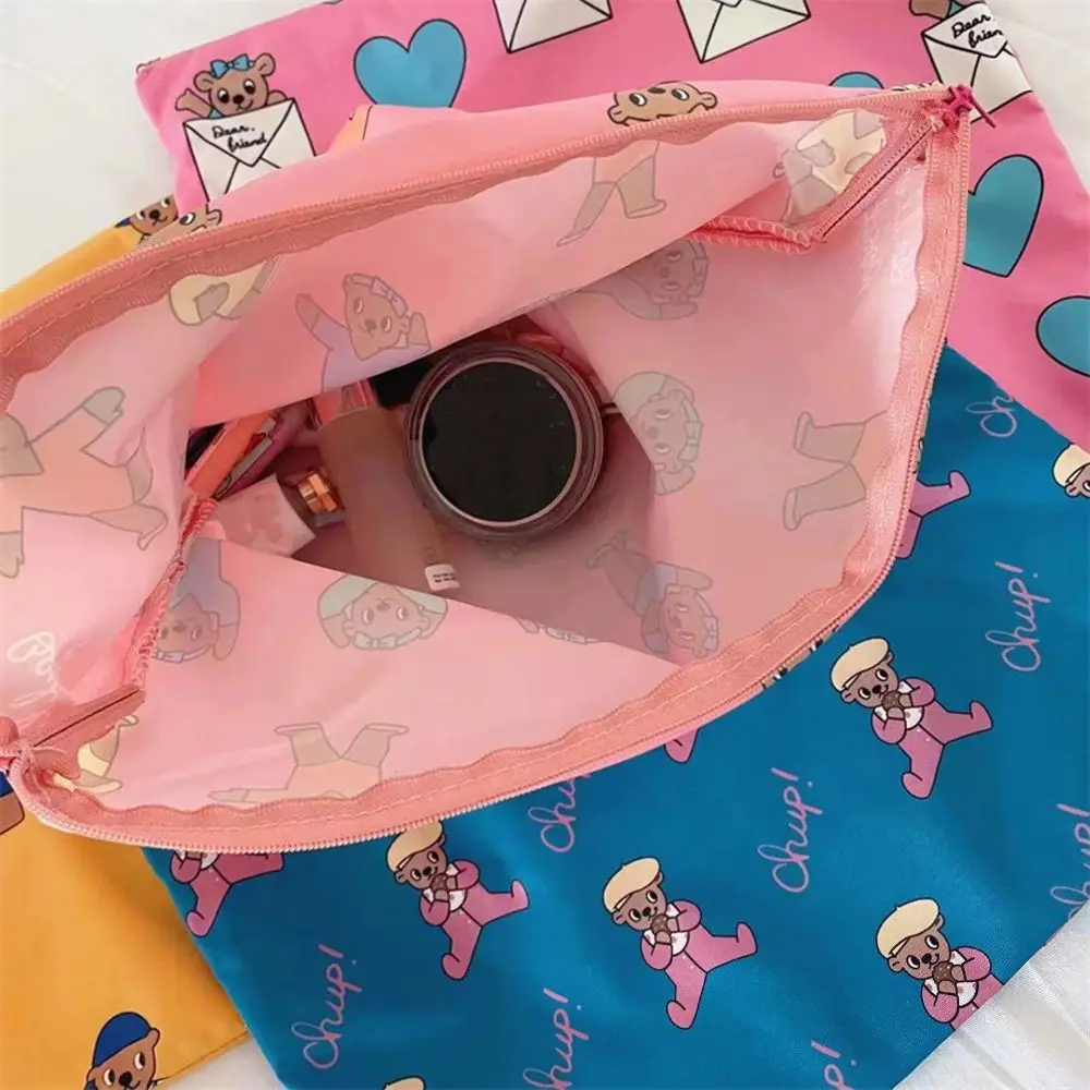 Fashion Kawaii Makeup Bag Large Capacity Bear Pattern Cosmetic Pouch Portable Cartoon Storage Bag