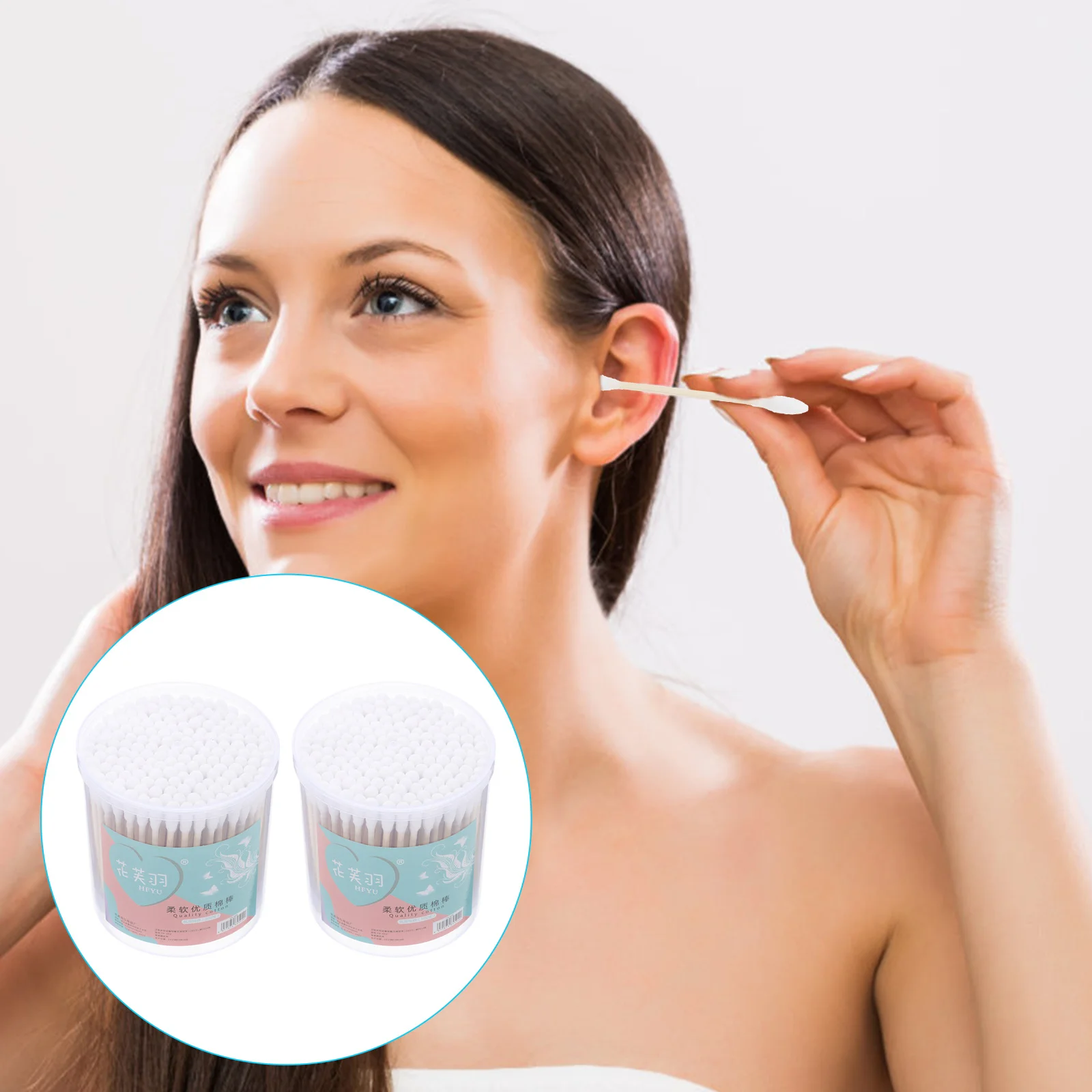 

2 коробки тампонов с двойным наконечником, безопасные детские ватные насадки, спиральная чистящая белая деревянная палочка