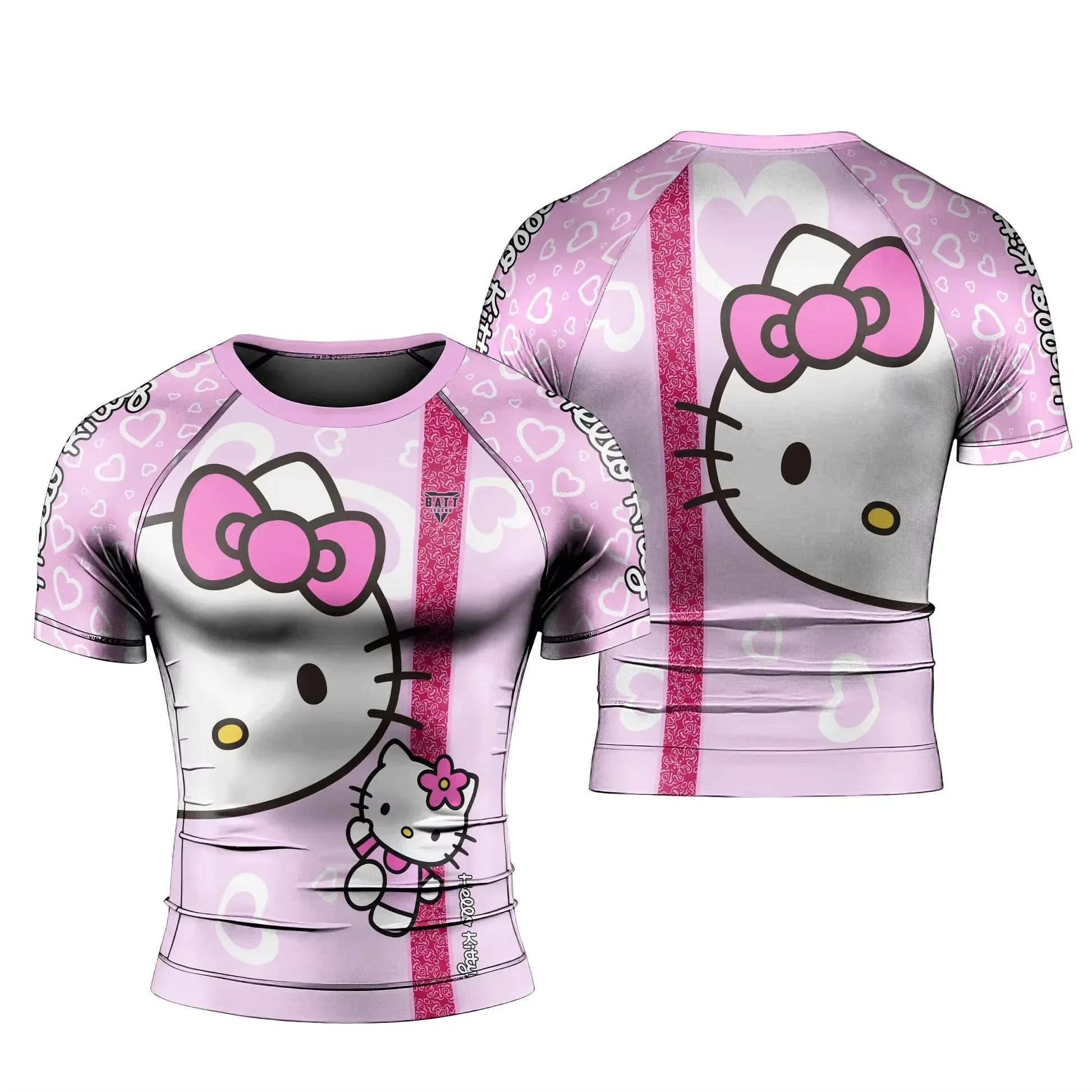 2026 Pink Black Compression Shirt Men Women Short Sleeve Rash Guard Quick Dry Athletic Gym T-Shirt Family Matching