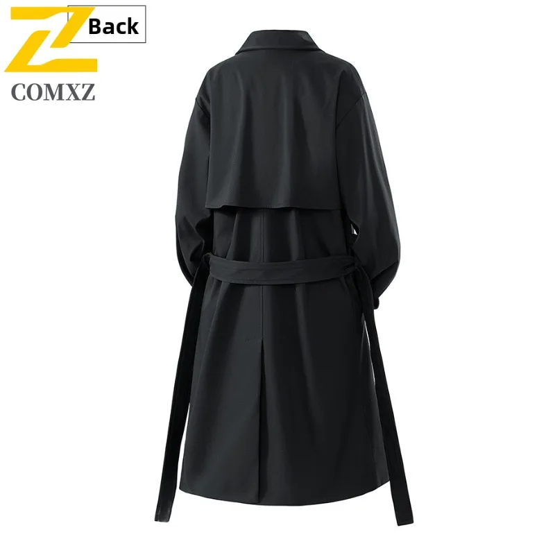 COMXZ Luxury Men Trench Coat Double-breasted Commuting Office Overcoat Knee-Length Handsome Business Casual Spring Autumn Wear