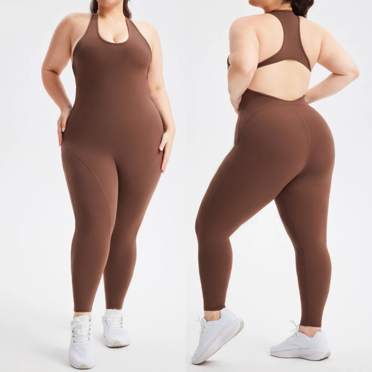 

Сексуальный комбинезон для йоги с U-образным вырезом на спине и вставками для груди, облегающий, быстросохнущий, фитнес-костюм, цельный комбинезон больших размеров, женский спортивный комплект.