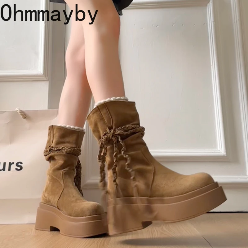 

Осенне-зимние женские ботильоны в стиле вестерн, модная обувь с кисточками, увеличивающая рост, уличный стиль, короткие ботинки для банкета и вечеринки, Botas Mujer