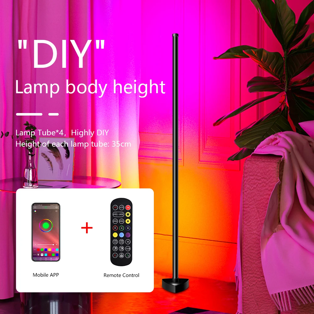 Imagem -06 - Rgb Led Atmosfera Decorativa Floor Light Dimmable Controlado por Smart App Lâmpada de Assoalho para Quarto Canto Interior Luzes de pé