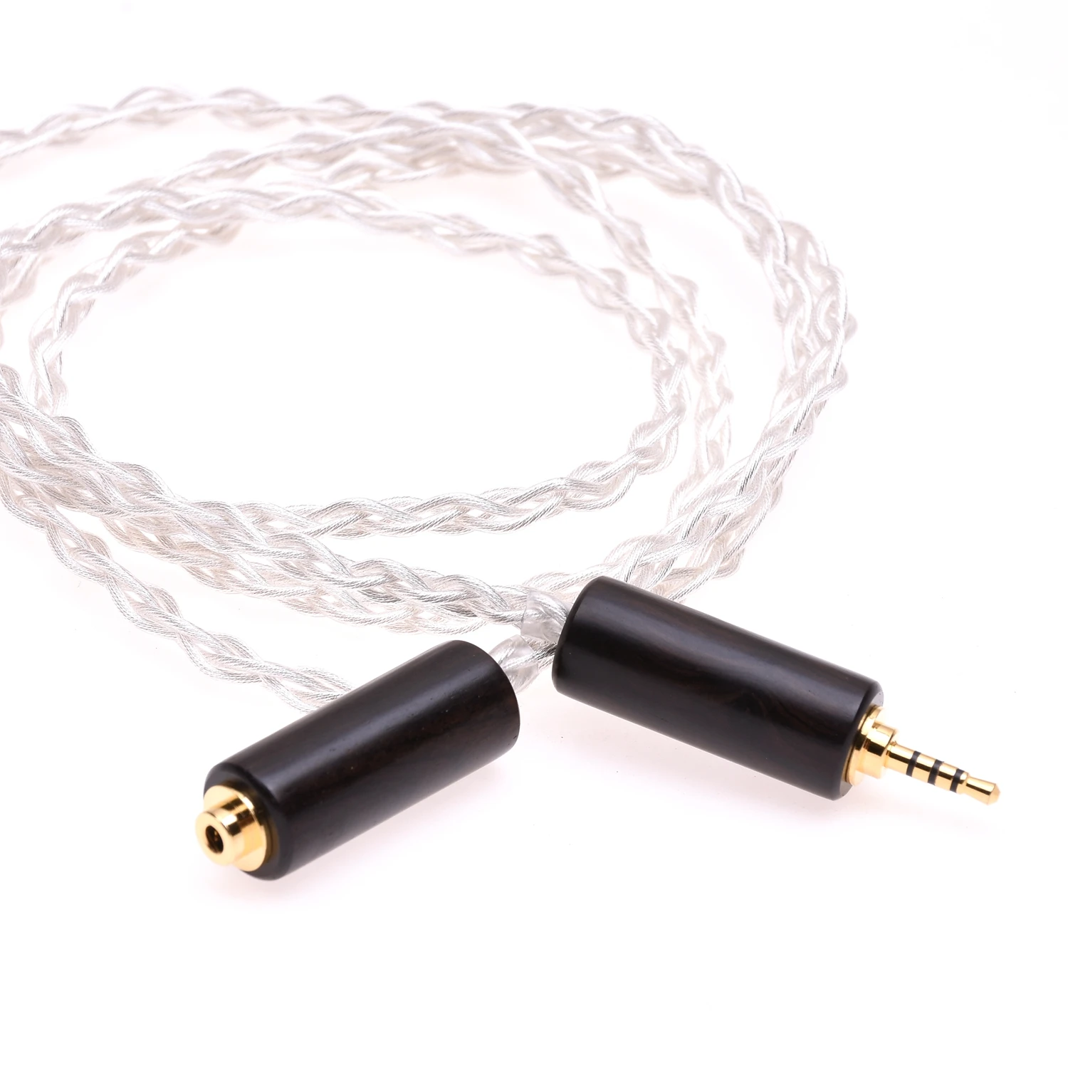 

Wooden TRRS 2.5mm Male to 2.5mm Female Balanced 4 Cores 6N OCC Crystal Silver Plated Headphone extension Cable