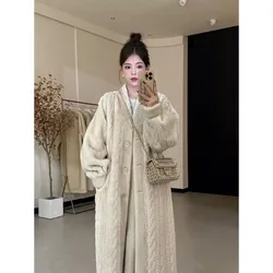 New style advanced Long style overcoat Imitation fur coat female In the winter Thickening type Night gown Can be worn outside