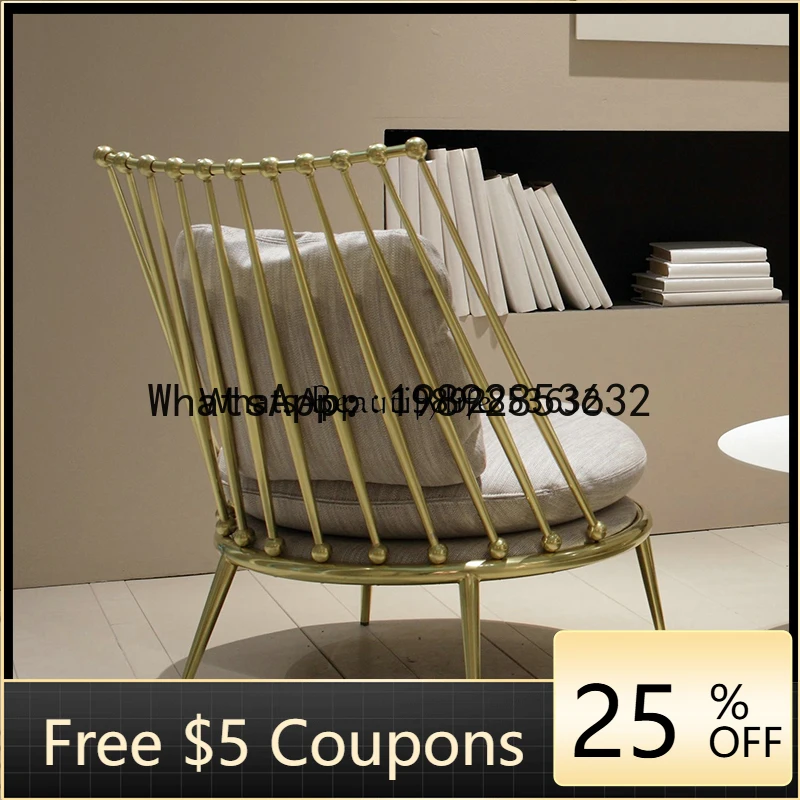 

YZ Stainless steel backrest casual chair cotton and linen fabric soft bag seat cushion