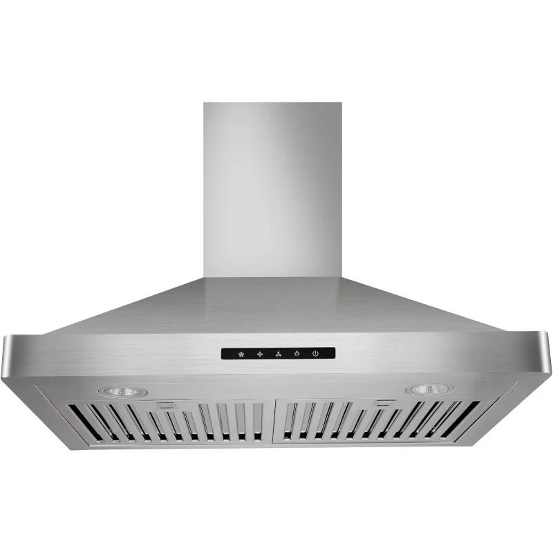 

Milan 30 Inches 800CFM Stainless Steel European Style Wall Mount Range Hood With LED Lights Touch Screen Round Front Edges