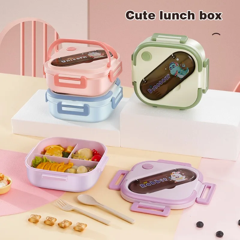 Outing Tableware Partitioned Plastic Lunch Box Portable, Bento Box for Outdoor Camping Picnic Food Container for Kid and Student