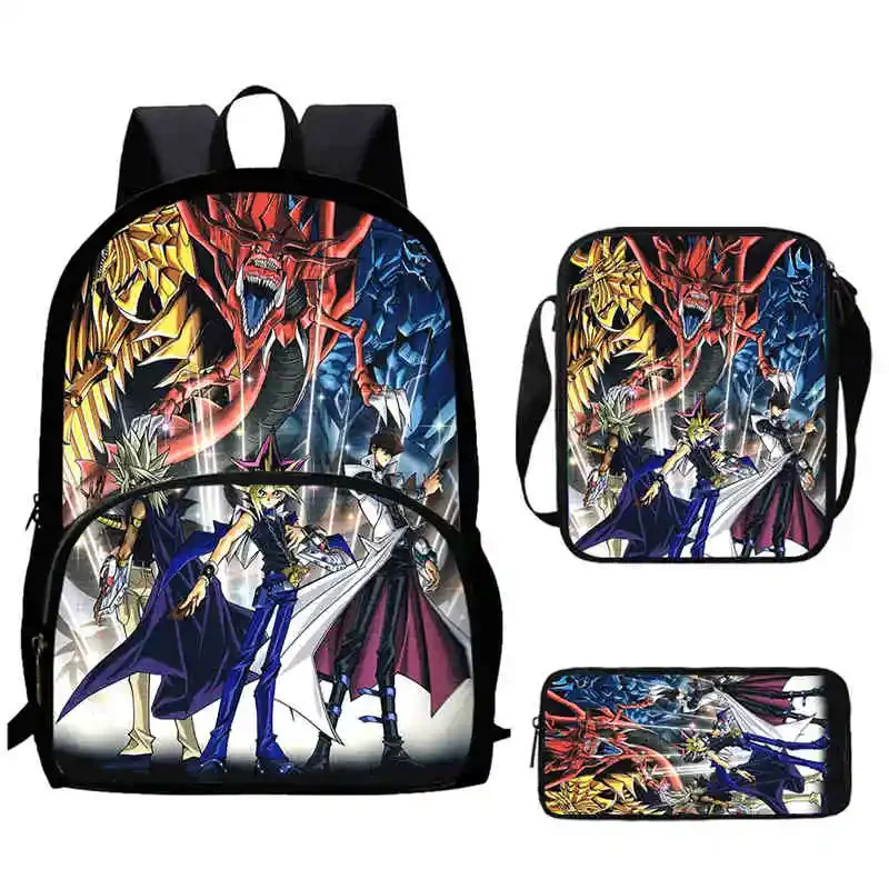 Anime Game Yu Gi Oh Child Backpack with Front Pocket,Shoulder Bags,Pencil Bags for Aged 5-10 Cartoon Bags Boys Girls,Best Gift