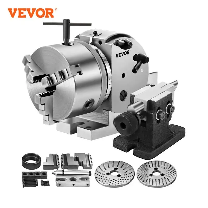 VEVOR Dividing Head BS-0 5Inch 3 Jaw Chuck Set Precision for Milling Machine Rotary Table Tailstock Milling Set (5 Inch Chuck)