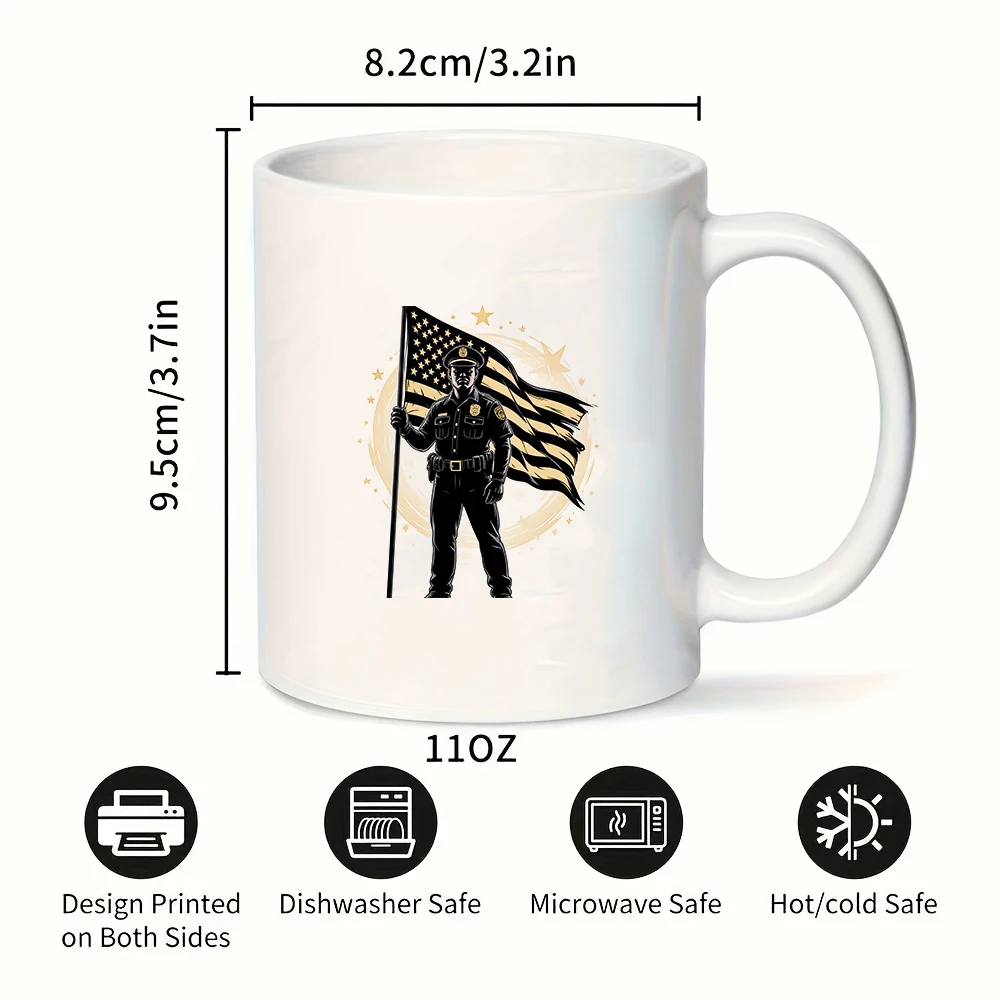 Shining Police Badge 11OZ Cup Custom Police Flag Children's Cold & Hot Beverage Cup Christmas Gift Family Office Cup