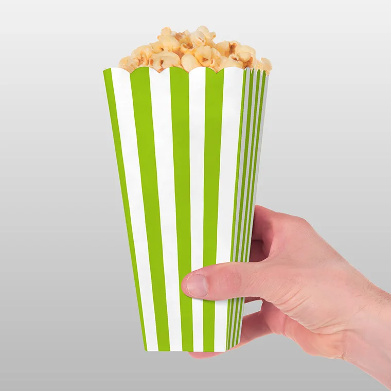 12/36/60/120 Stuks Roze Witte Streep Popcorn Dozen Pop Maïs Snoep Gunst Zakken bruiloft Verjaardag Film Party Servies Snack Dozen