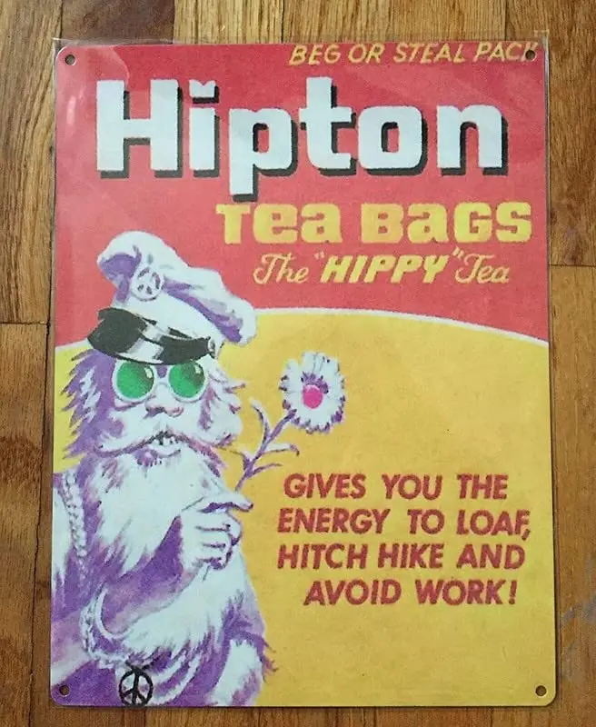 Tin Decor Sign Hipton Lipton Hippie Hippy Topps Wacky Packages Packs Vintage Steel Poster Sign Metal Novelty Sign Metal Dec sign