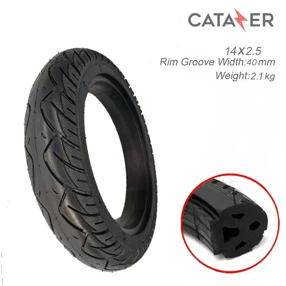 

14 Inch 14X2.50 Electric Bike Solid Tire Non Inflation Tyre Wear-resistant and Explosion-proof Tubeless Tire