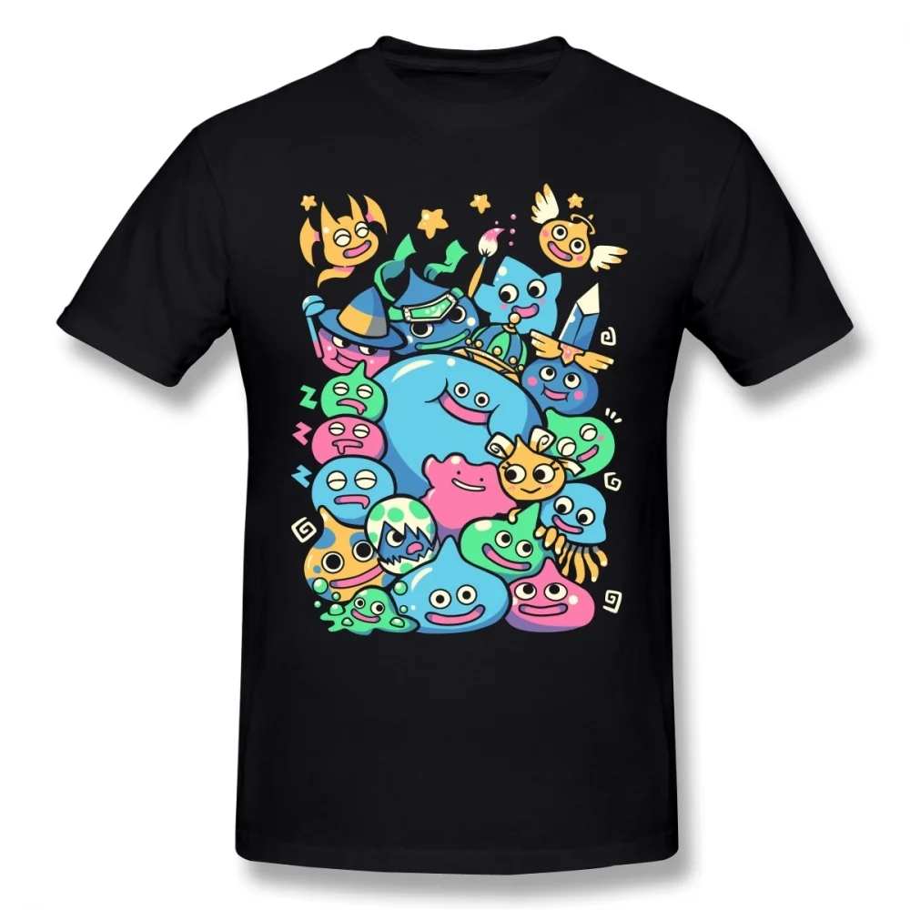 heavyweight Dragon Quest T Shirt Slime Party T-Shirt Funny Beach Tee Shirt 100% Cotton Printed Man Short Sleeves Oversize