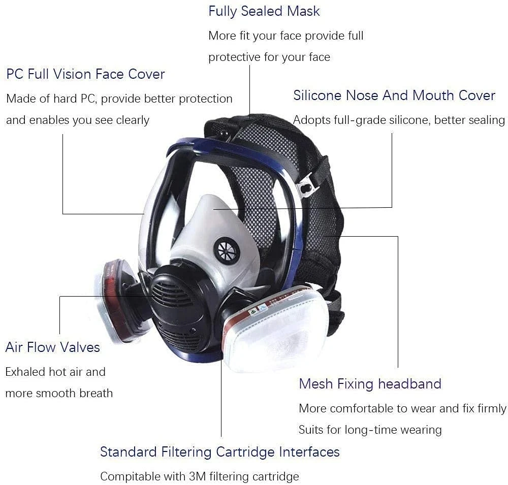 Imagem -03 - Máscara Respiradora de Poeira Química Anti-fog Full Face Mask Filtro para Gás Ácido Industrial Soldagem Spray Paint Inseticida 6800