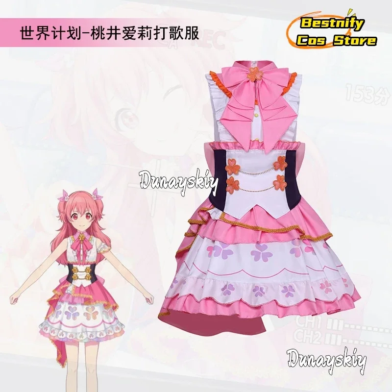 CosplayNew PJSK المزيد من القفز موموي إيري تأثيري حلي شعر مستعار النساء الفتيات هالوين كرنفال فستان الحفلات لوليتا البدلة