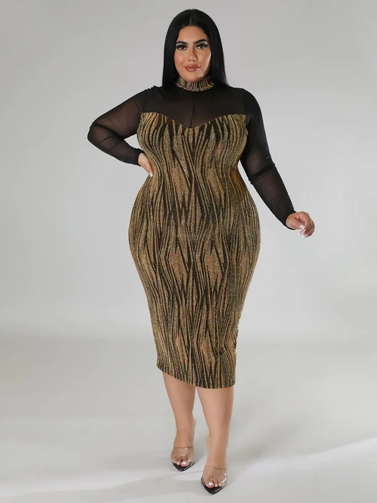 Wmstar Plus Size Dress Women Sexy See Through Mesh Patchwork Maxi Dress Fashion Sexy Club Outfits Wholesale Dropshipping 2022