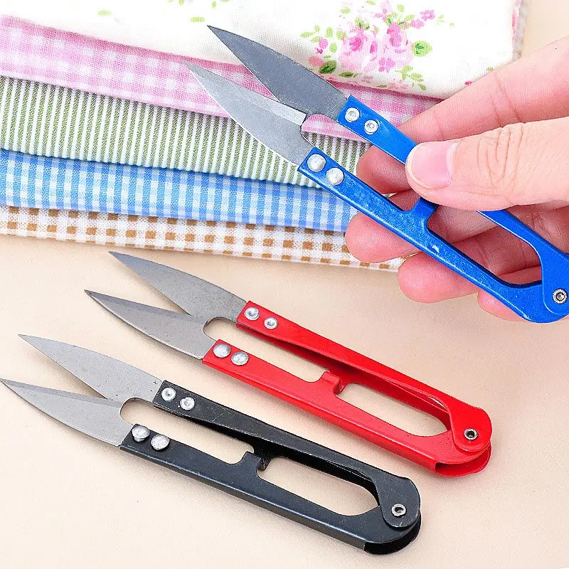 1Pcs 2017 Multicolor Trimming Sewing Scissors Nippers U Shape Clippers Yarn Stainless Steel Embroidery craft Scissors Tailor