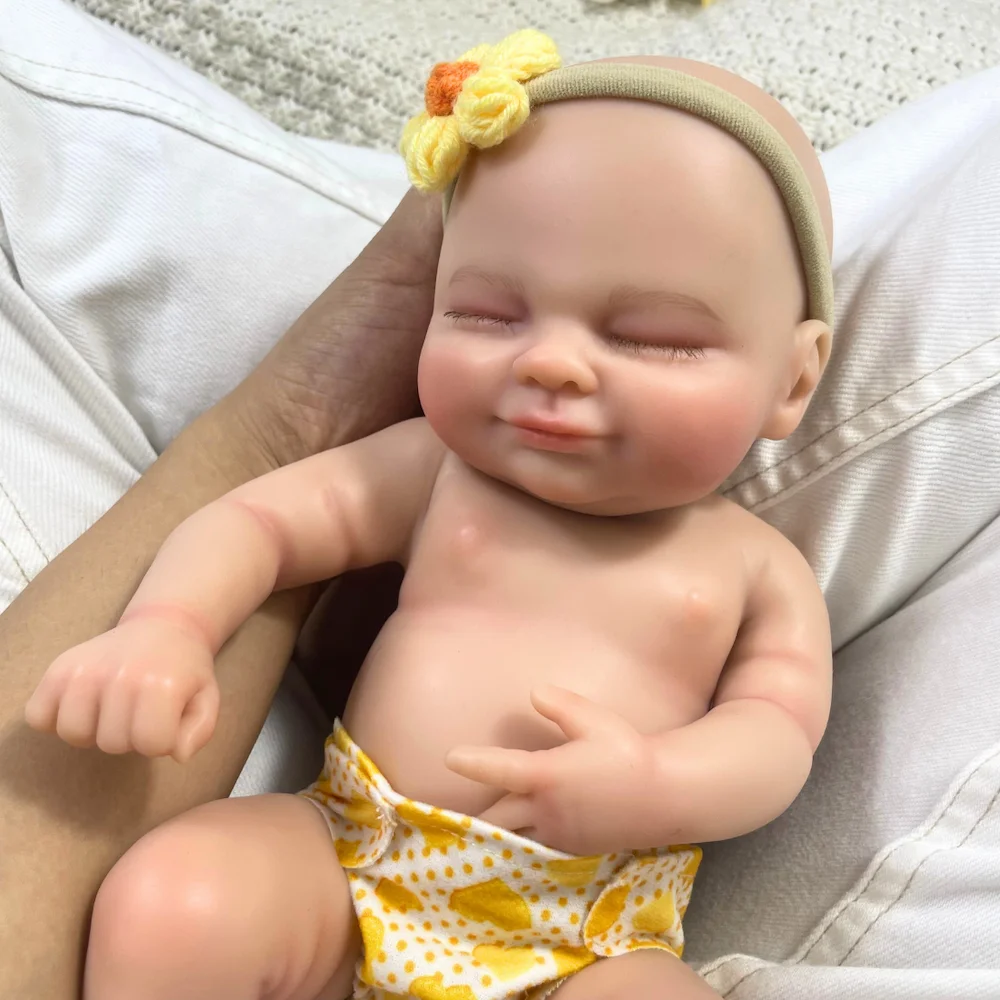 ミニ 13.5 インチぽっちゃりリボーンヘイリーフルボディシリコーンベビードールガール固体シリコーン洗える人形おもちゃクリスマスギフト