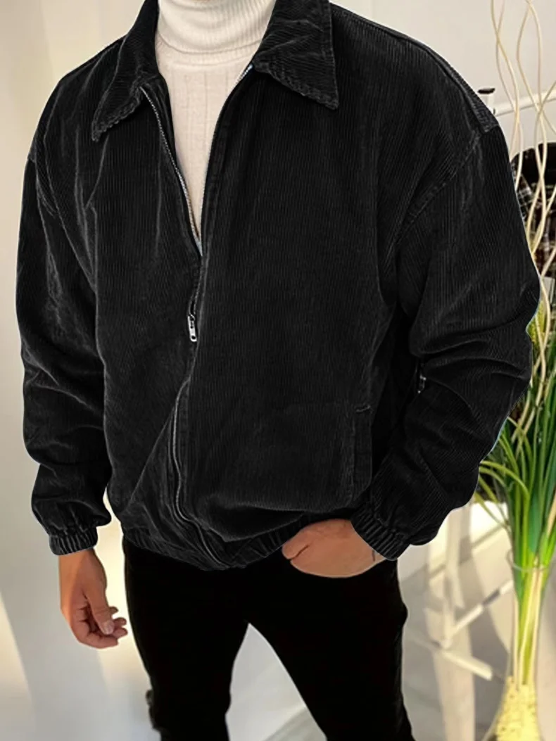Chaquetas europeas y americanas para hombre, chaquetas de pana, tops de moda versátiles, cuellos polo versátiles para fiestas de viaje, prendas de vestir exteriores