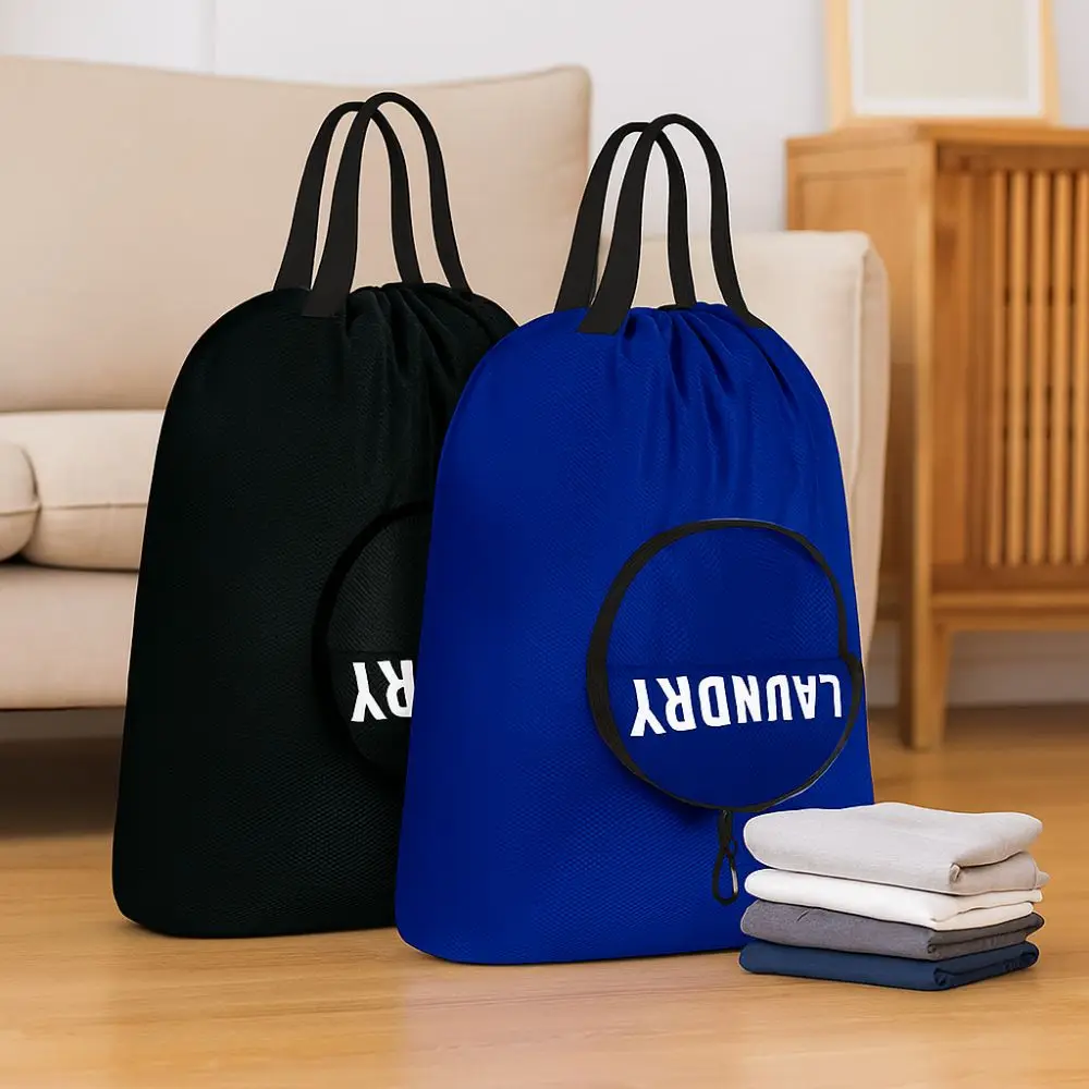 

2Pcs Oxford Cloth Travel Storage Bag Space Saving Large Capacity Dirty Clothes Bag with Carabiner Clip Handheld Travel Bag