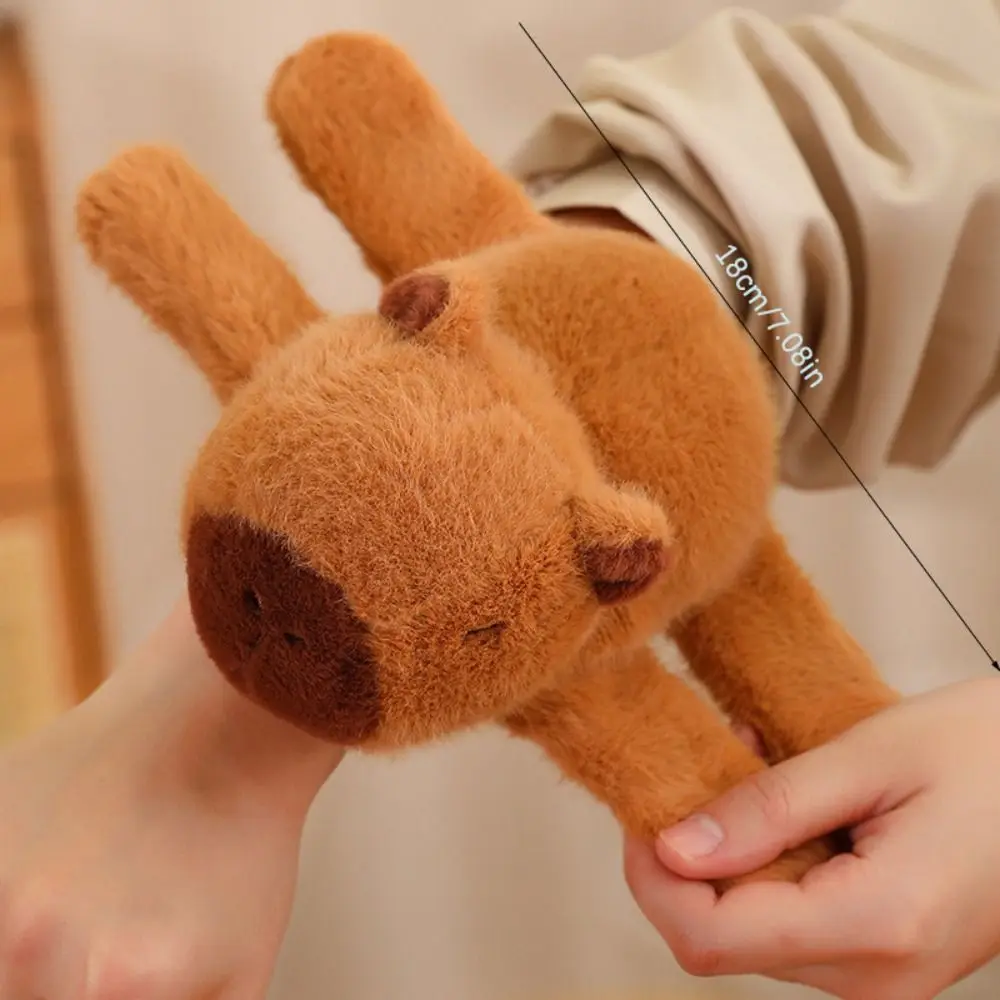 Creative น่ารัก Capybara Clap วงกลมสัตว์สายรัดข้อมือการ์ตูน Slap สร้อยข้อมือตกแต่งรถตุ๊กตาของเล่นตุ๊กตา Capybara สร้อยข้อมือ