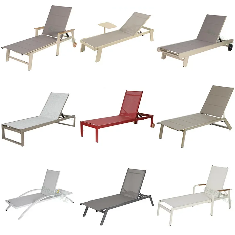 Outdoor bed and breakfast Internet celebrity swimming pool lounger bed outdoor waterproof sunscreen aluminum alloy beach lounger