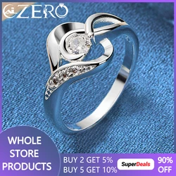 ALIZERO 여성용 925 스털링 실버 하트 지르콘 반지, 결혼 약혼 반지, 신부 이터널 밴드, 패션 파티 주얼리, AAAAA