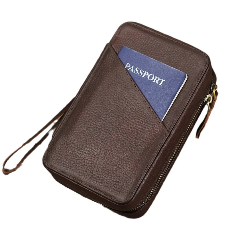 New Fashion Korean Version Suitable Apple Data Cable Bluetooth Earphone Storage Leather High-end Crazy Horse Skin Mobile Handbag