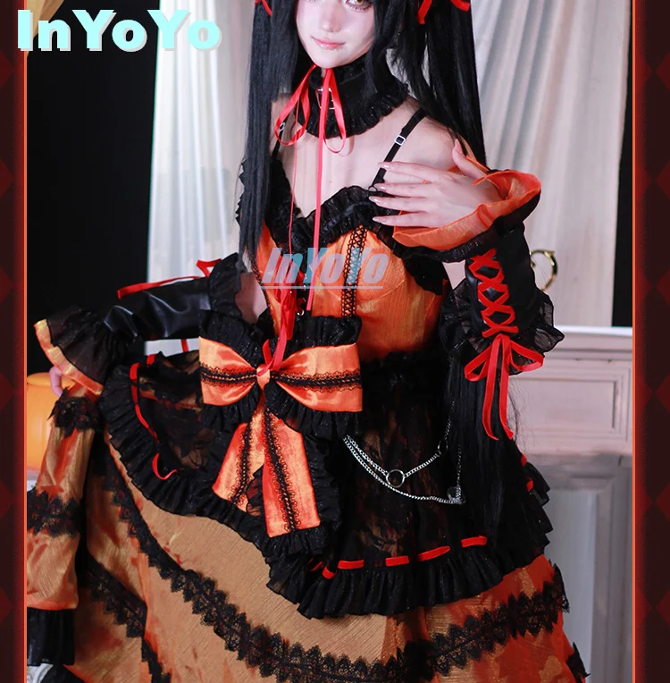 InYoYo-Tokisaki Kurumi Cosplay Costume pour femme, Anime, Lovely Lolita fur s, Py Play, Halloween Outfit, Dadly A Live, Nouveau