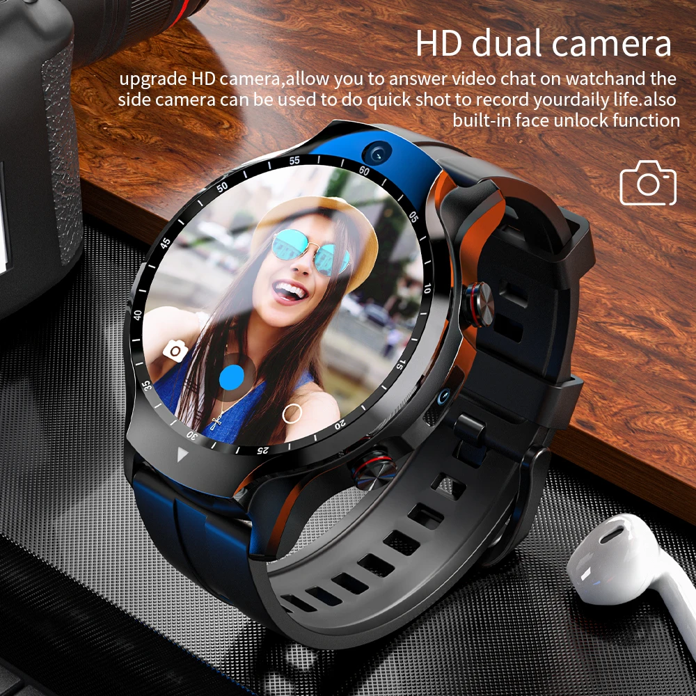 

New Arrival 4G full Netcom Smart Watch Phone Wifi GPS Dual HD Camera Face id unlock Video Call 4G +128G Rom smart watch for Men