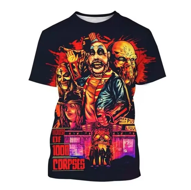 كابتن سبولدينج مضحك ثلاثية الأبعاد تي شيرت مطبوع بيت 1000 جثة الرجال موضة الرجال ثلاثية الأبعاد مطبوعة تنفس التجفيف السريع تي شيرت #1